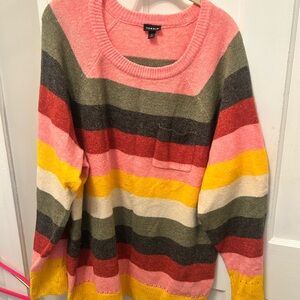 Torrid Colorful Striped Crew Neck Sweater